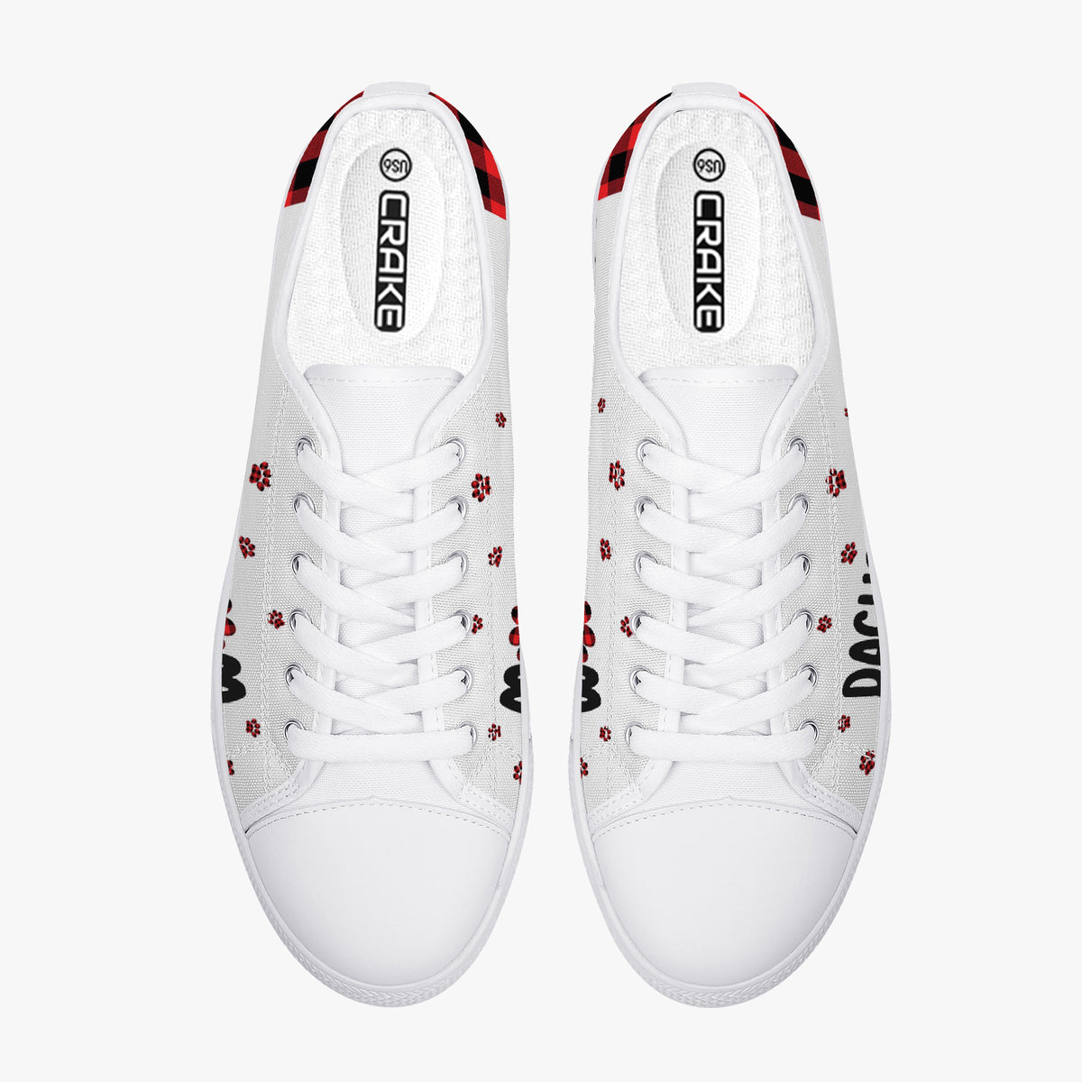 Crake Low Top Dachsund laced custom prints canvas shoes