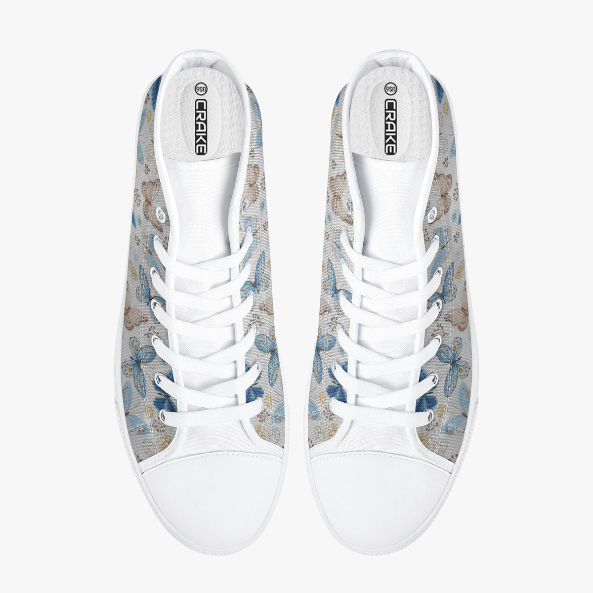 Crake High Top Butterflies laced custom prints canvas shoes