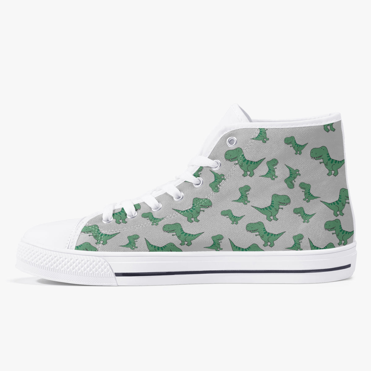 Crake High Top Green Dinosaurs laced custom prints canvas shoes