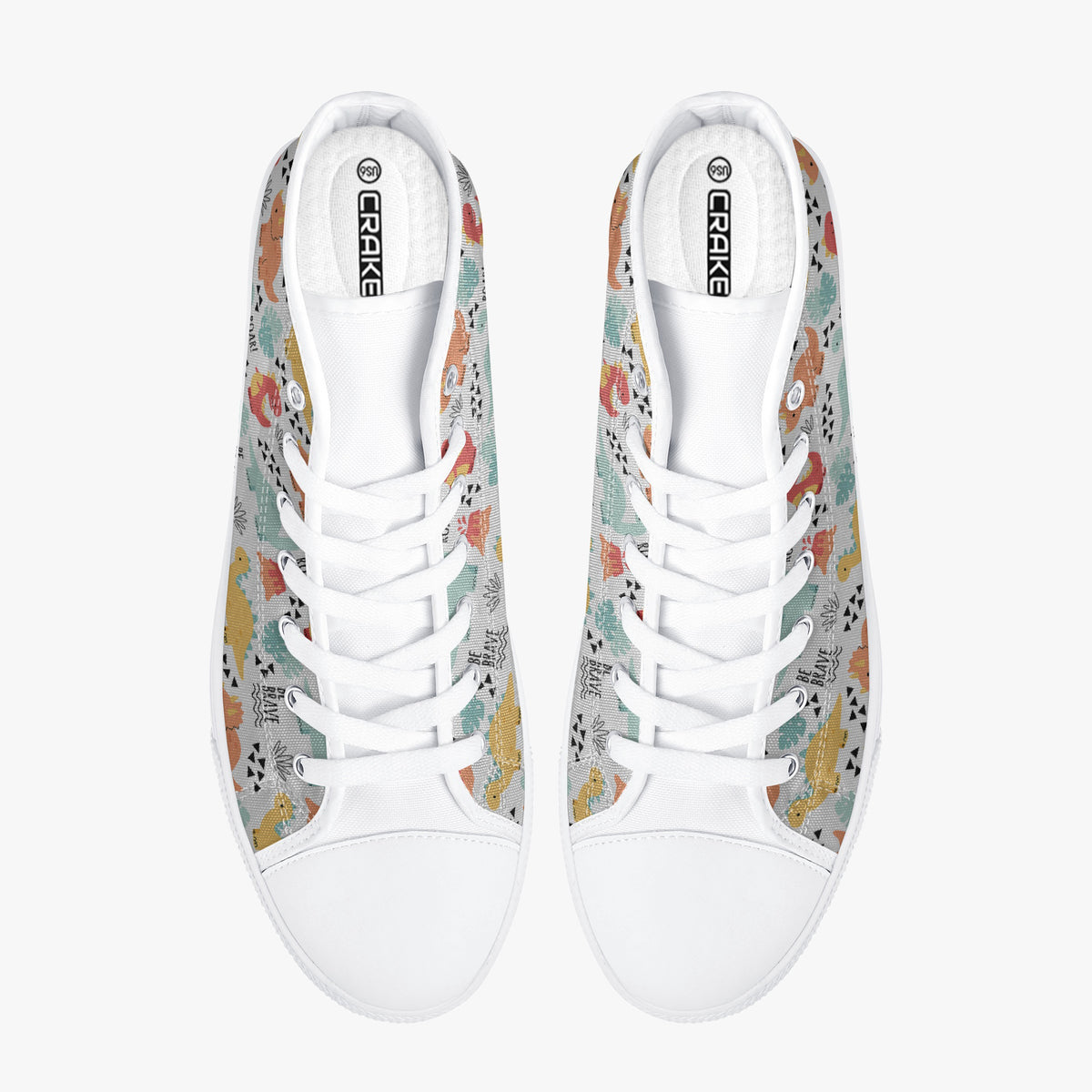 Crake High Top Be Brave laced custom prints canvas shoes