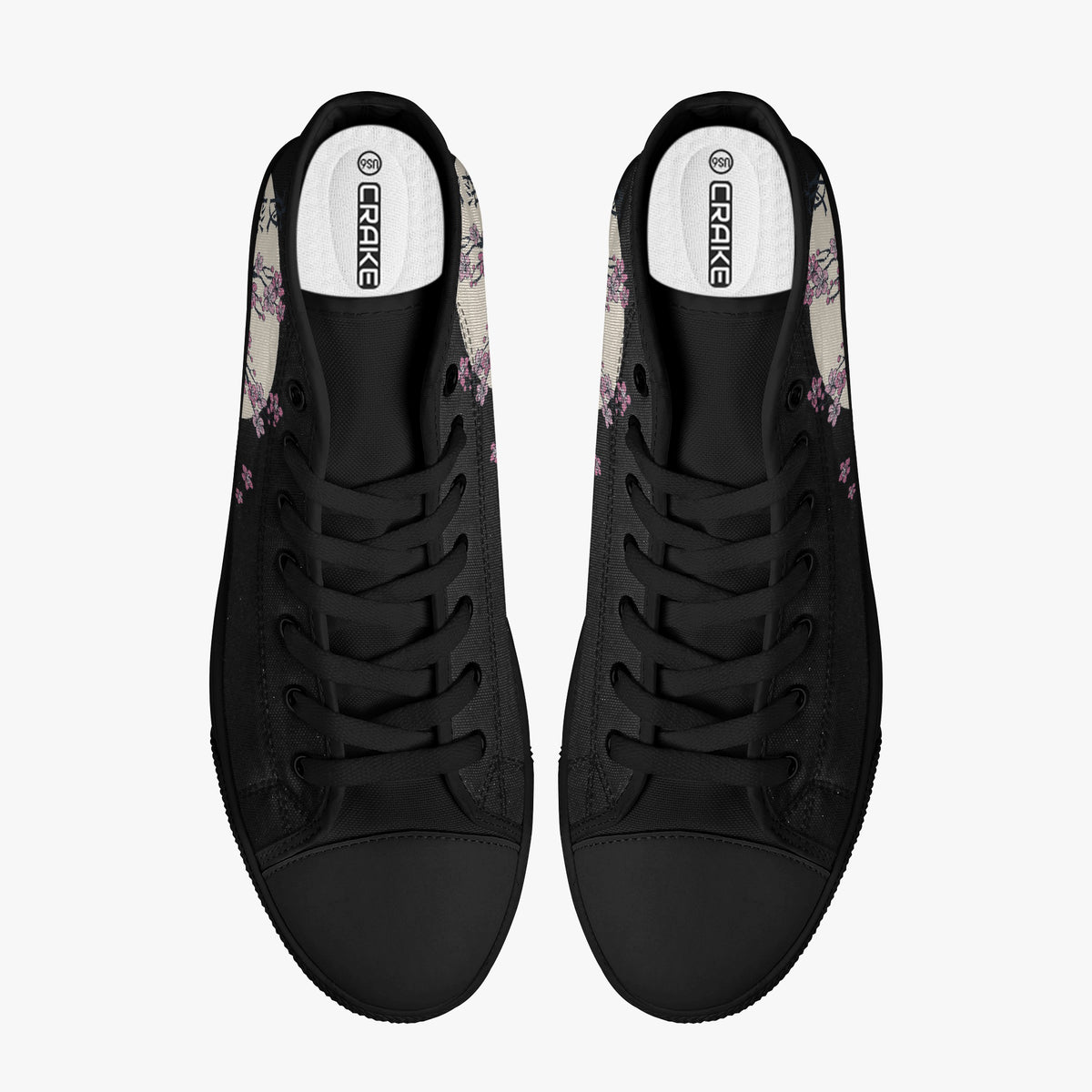 Crake High Top Moon Sakura laced custom prints canvas shoes