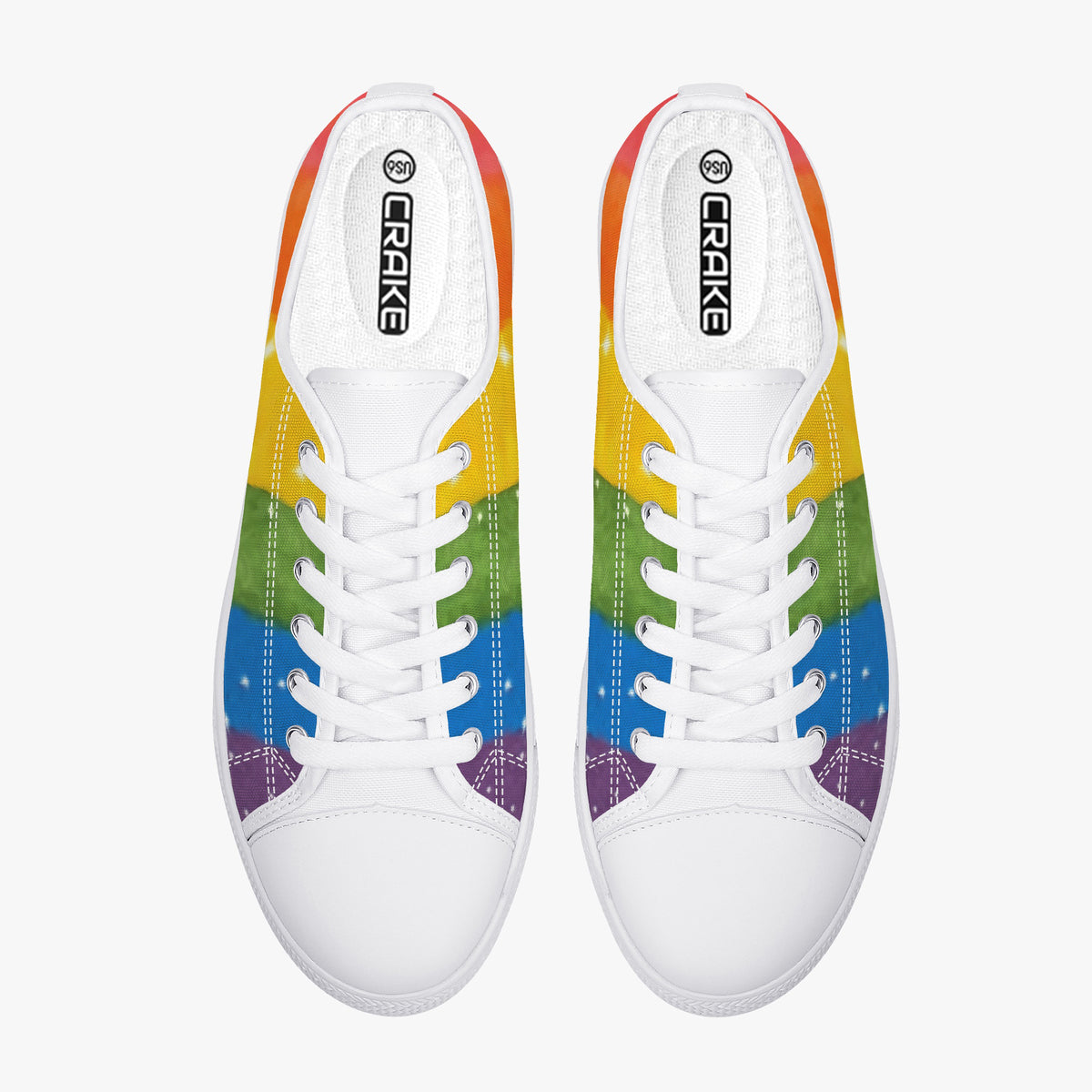Crake Low Top Rainbow 2 laced custom prints canvas shoes