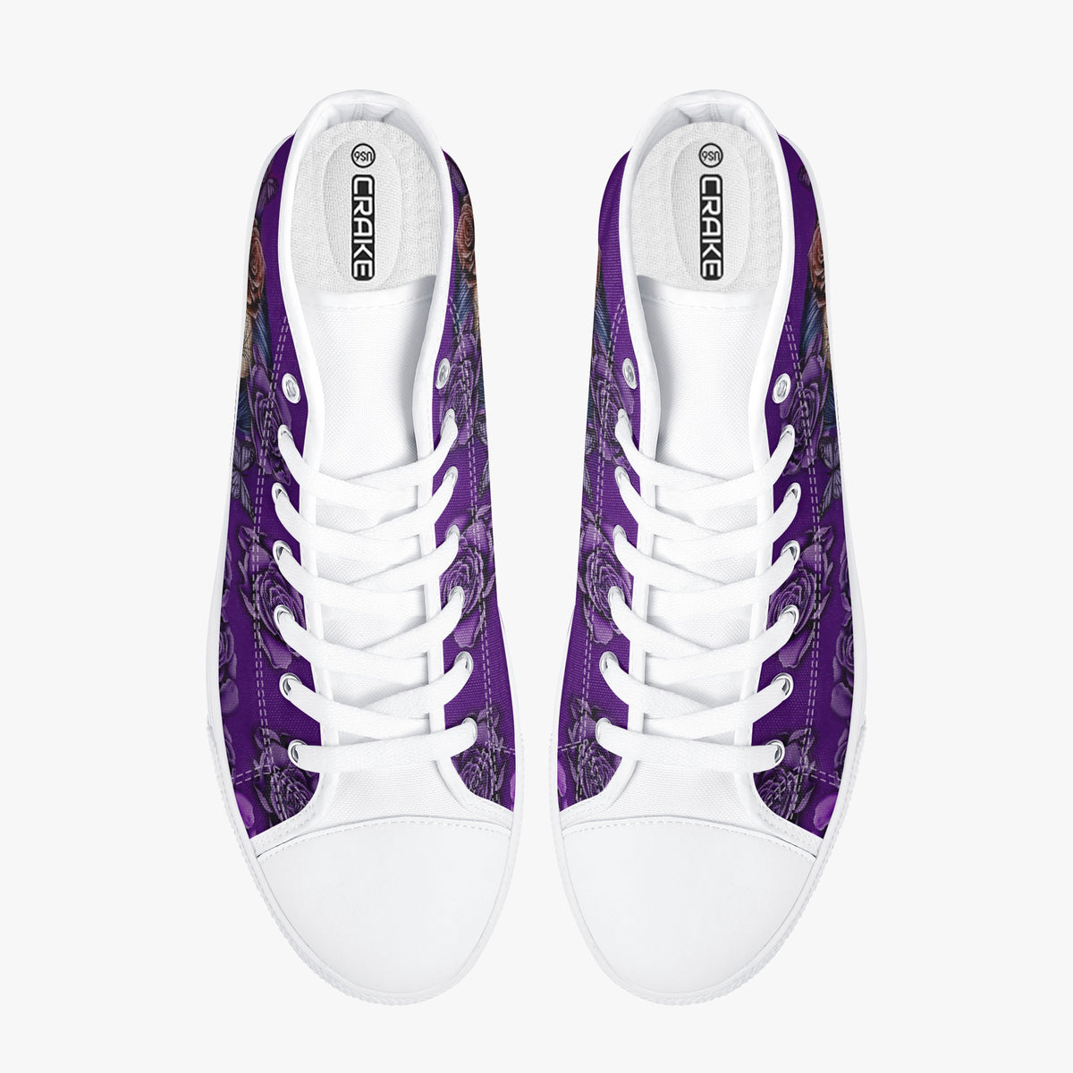 Crake High Top Purple Rose laced custom prints canvas shoes
