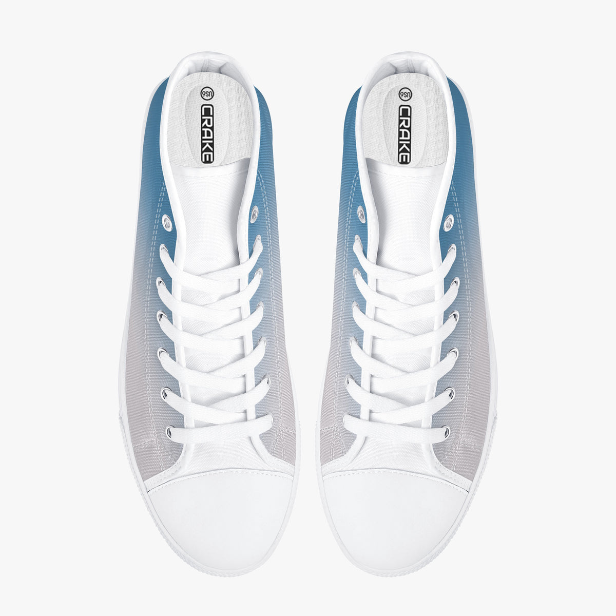 Top view of Crake High Top Sky Sneaker pair with white laces