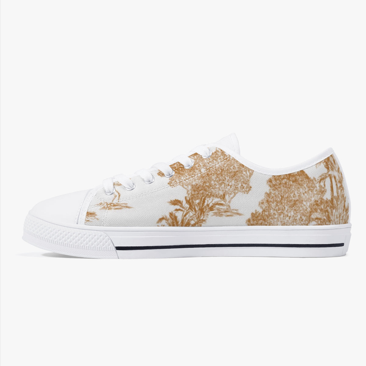 Crake Low Top Coconut Tree Scenery laced custom prints canvas shoes