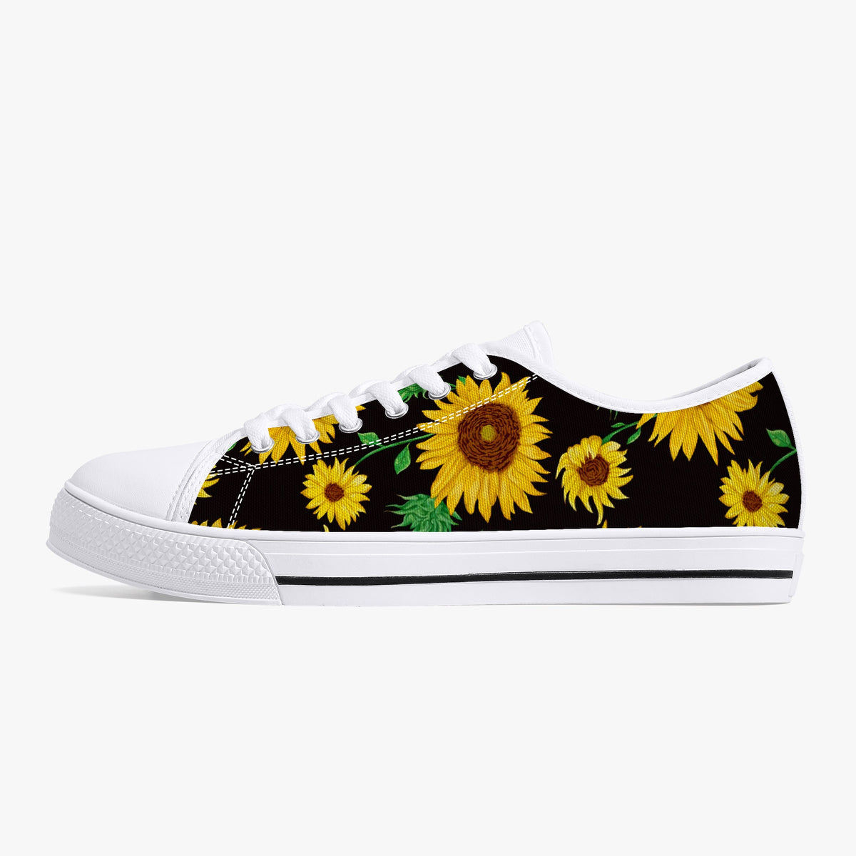 Crake Low Top Sunflowers laced custom prints canvas shoes