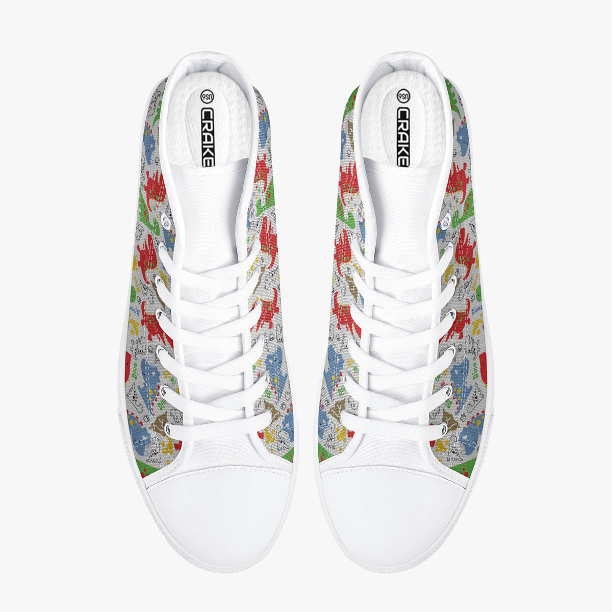 Crake High Top Little Dinosaurs 2 laced custom prints canvas shoes