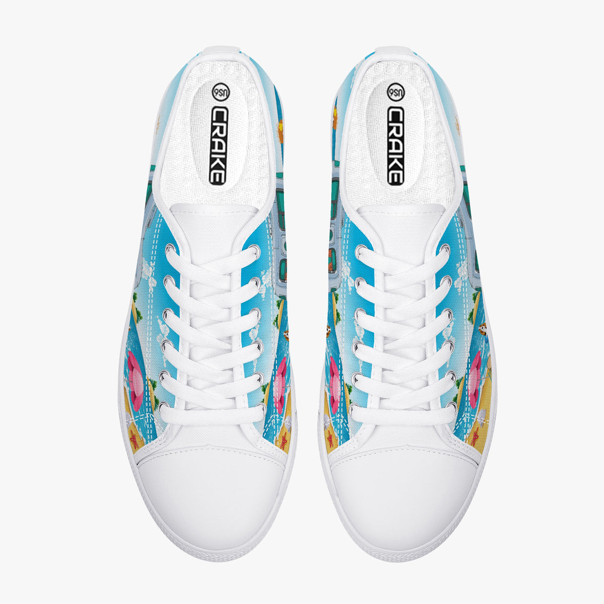 Crake Low Top Beach Dogs laced custom prints canvas shoes