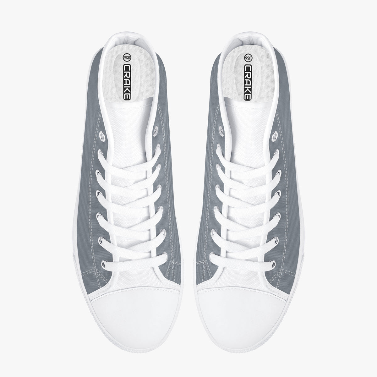 Crake High Top Grey laced high top plain color canvas shoes