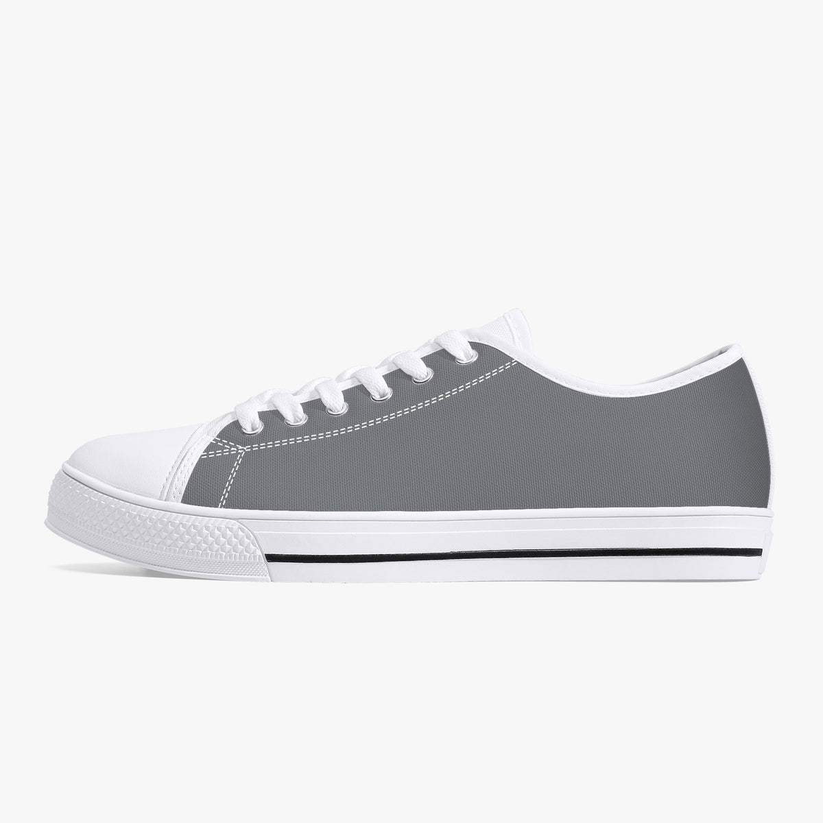 Crake Low Top Grey laced low top plain color canvas shoes