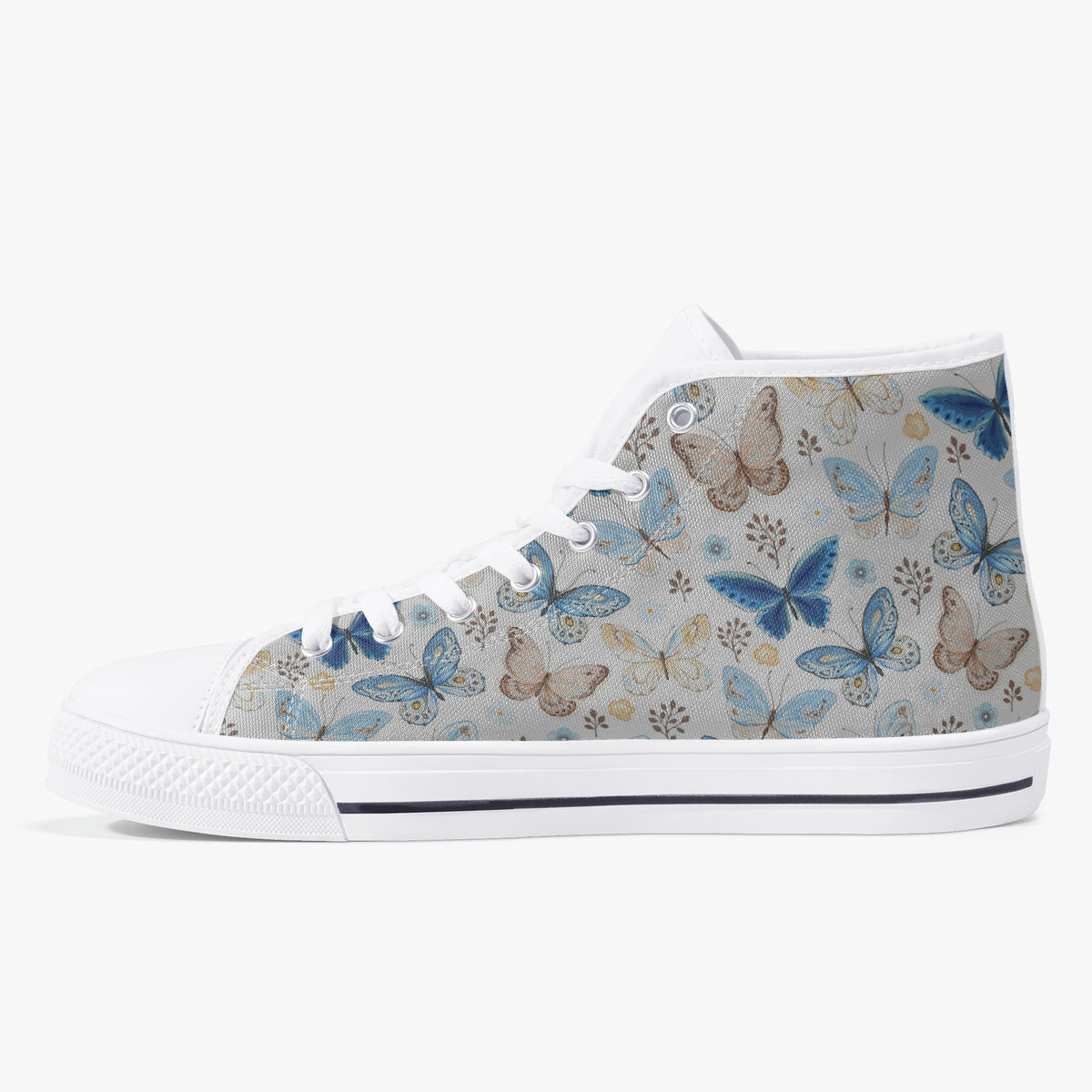 Crake High Top Butterflies laced custom prints canvas shoes