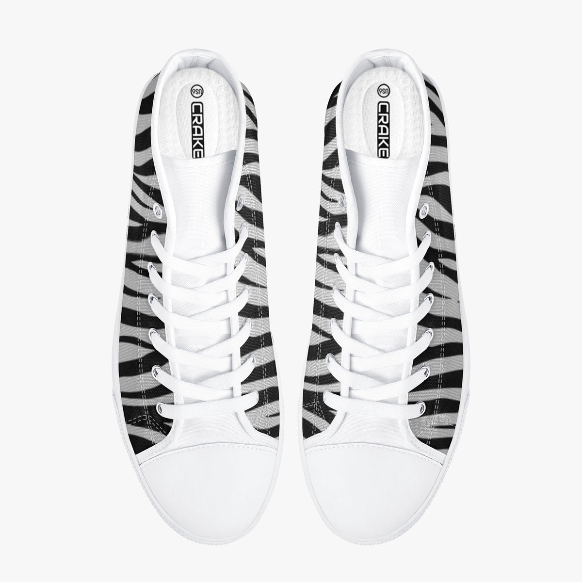 Crake High Top Zebra laced custom prints canvas shoes