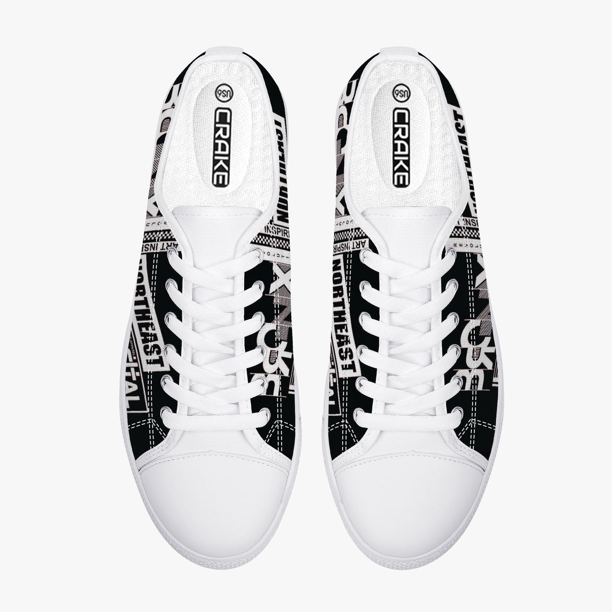 Crake Low Top Bronx and Brooklyn laced custom prints canvas shoes