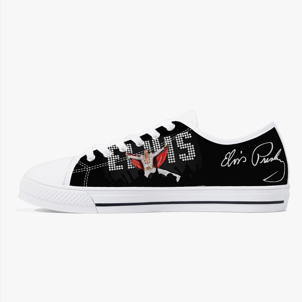 Crake Low Top Elvis laced custom prints canvas shoes