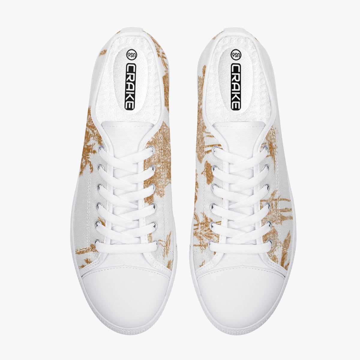 Crake Low Top Coconut Tree Scenery laced custom prints canvas shoes