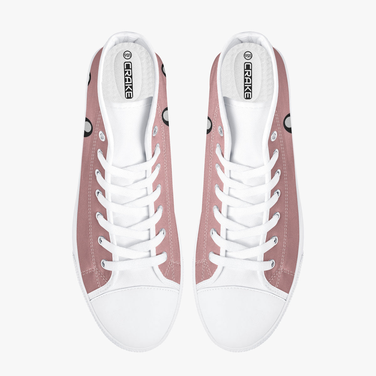 Crake High Top Pink Smilley laced custom prints canvas shoes