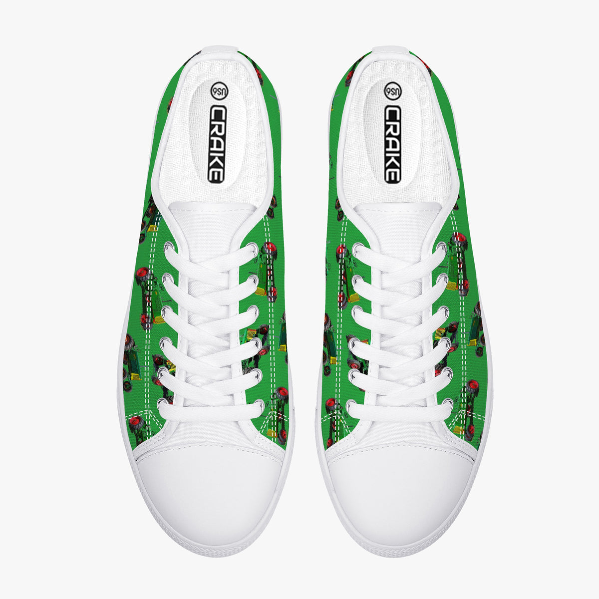 Crake Low Top Tractors laced custom prints canvas shoes