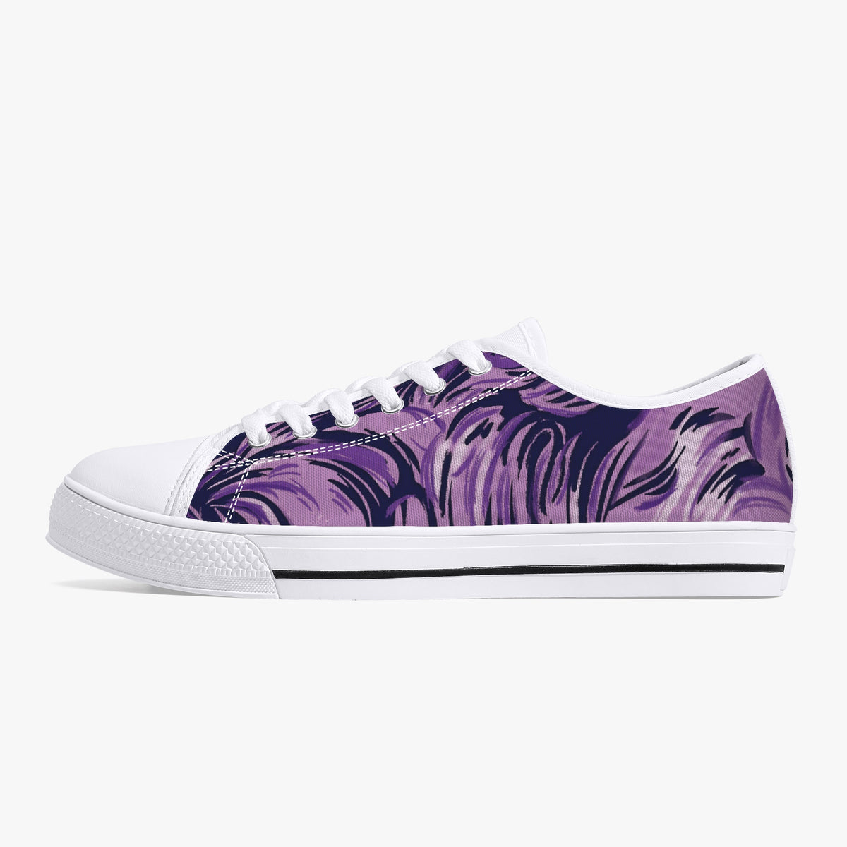 Crake Low Top Purple Waves laced custom prints canvas shoes
