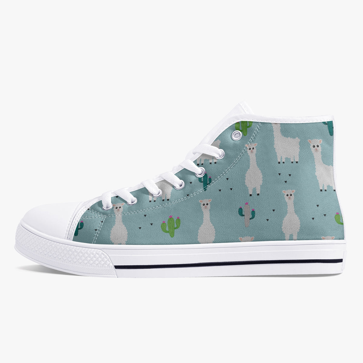 Crake High Top Alpaca 2 laced custom prints canvas shoes