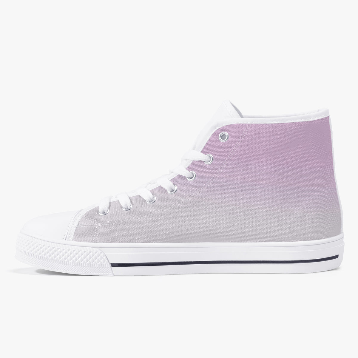 Crake High Top Light Purple Sneaker with white toe cap and sole, side view