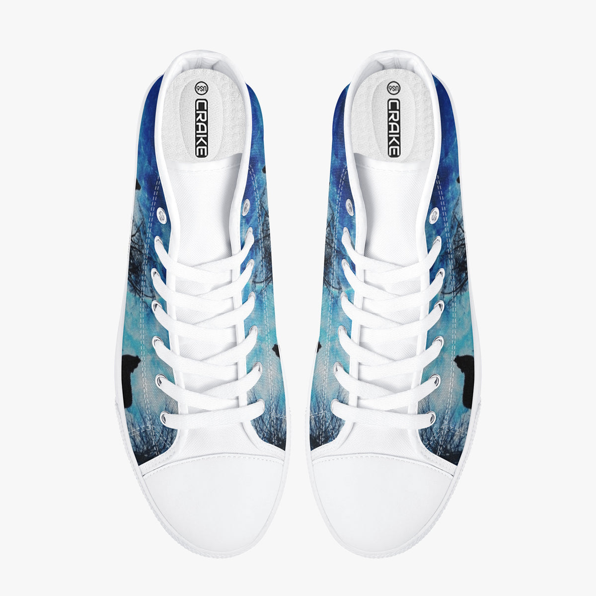 Crake High Top Night Wolves laced custom prints canvas shoes