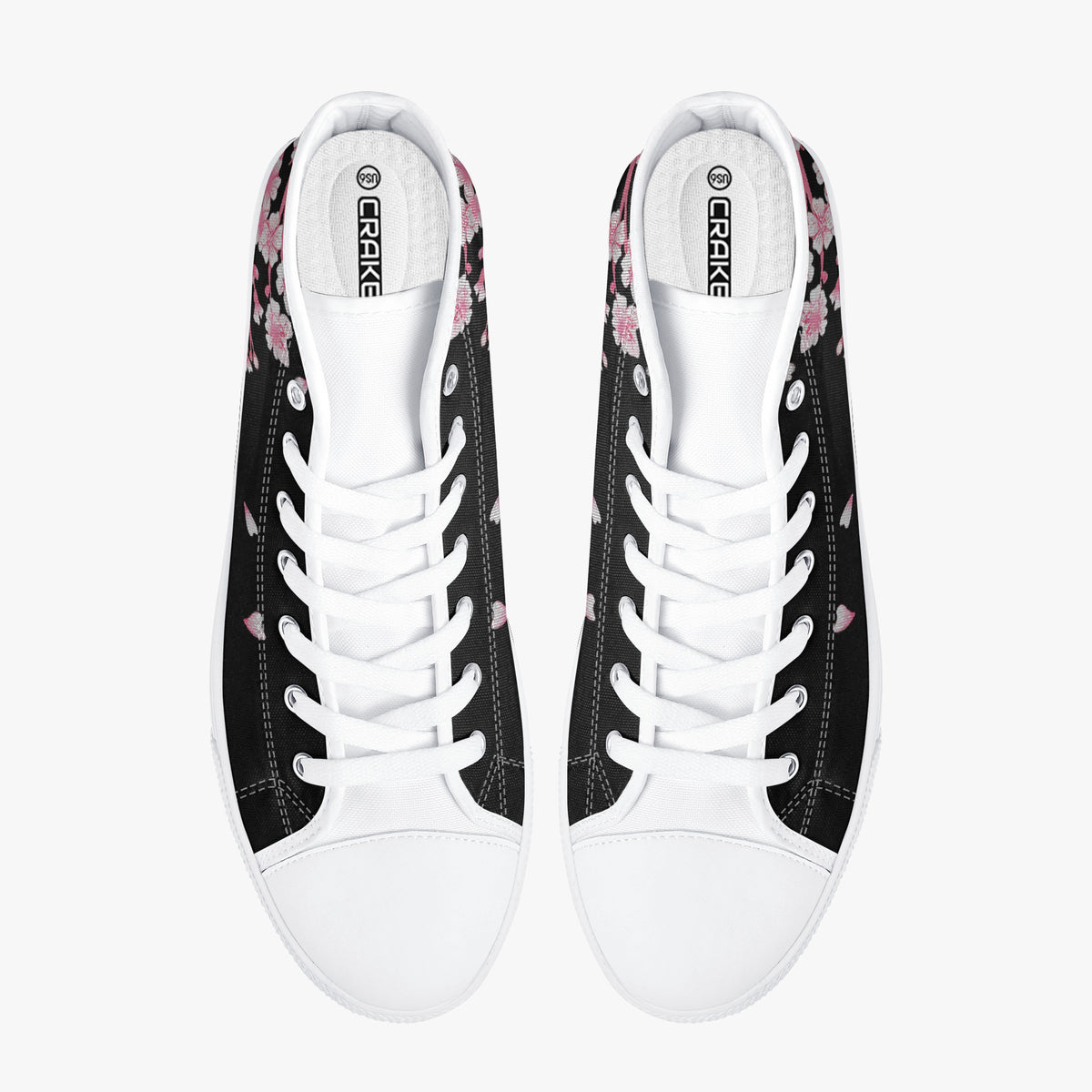 Crake High Top Sakura Black Tree laced custom prints canvas shoes