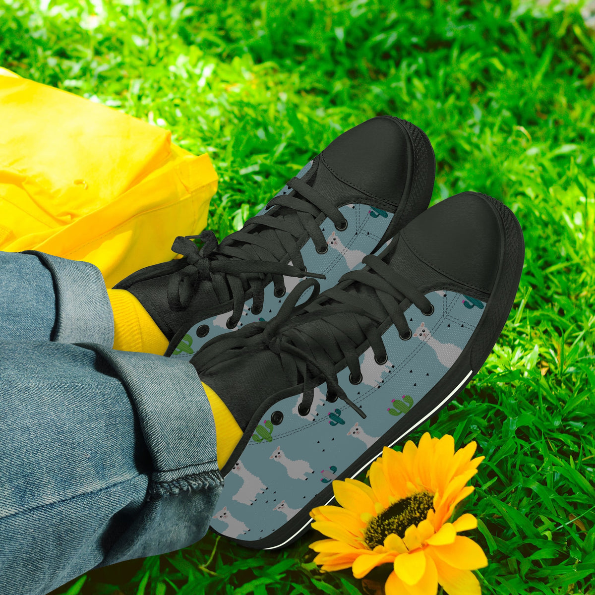 Crake High Top Alpaca 2 laced custom prints canvas shoes
