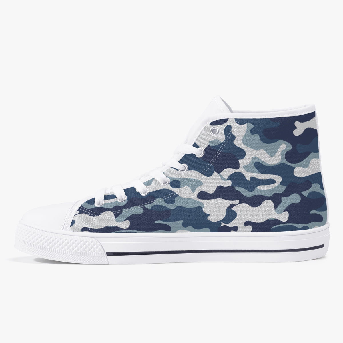 Crake High Top White Camo laced custom prints canvas shoes