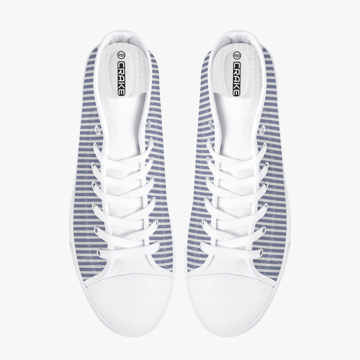 Crake High Top Grey Stripes laced custom prints canvas shoes
