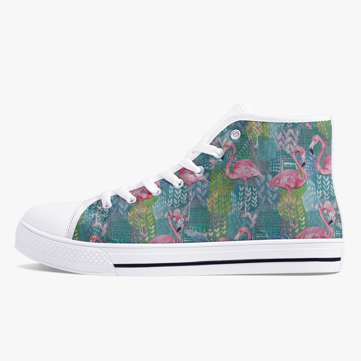 Crake High Top Flamingos 2 laced custom prints canvas shoes