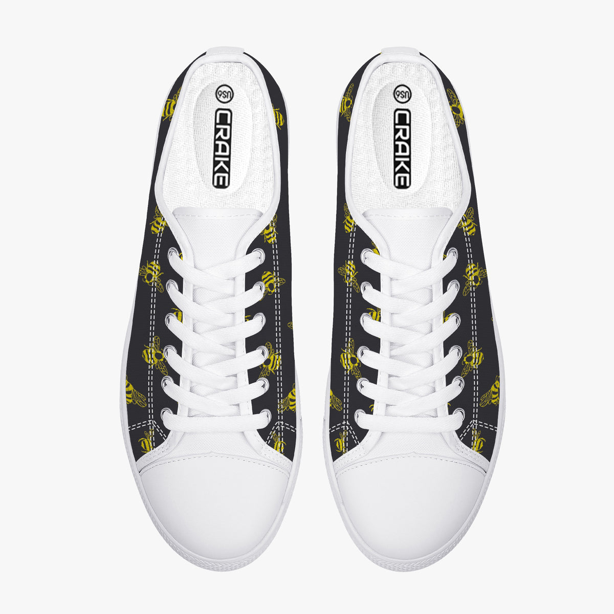 Crake Low Top Bees laced custom prints canvas shoes