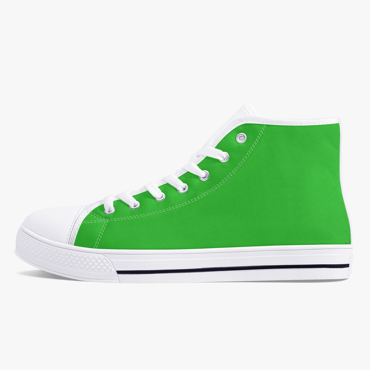 Crake High Top Green laced high top plain color canvas shoes