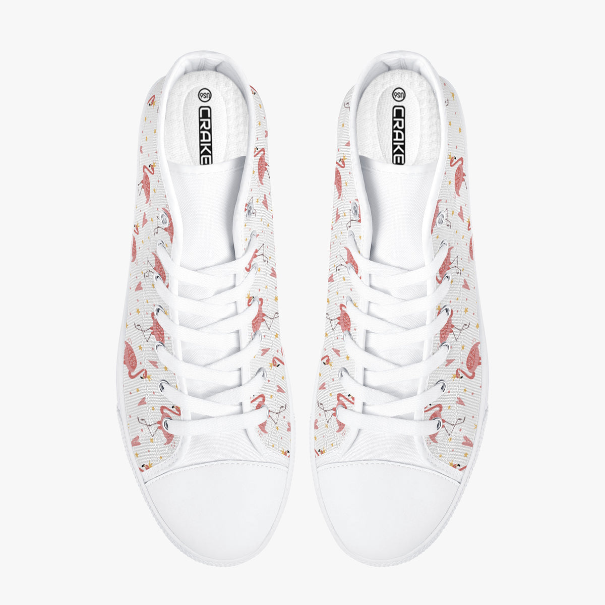Crake High Top Flamingos laced custom prints canvas shoes