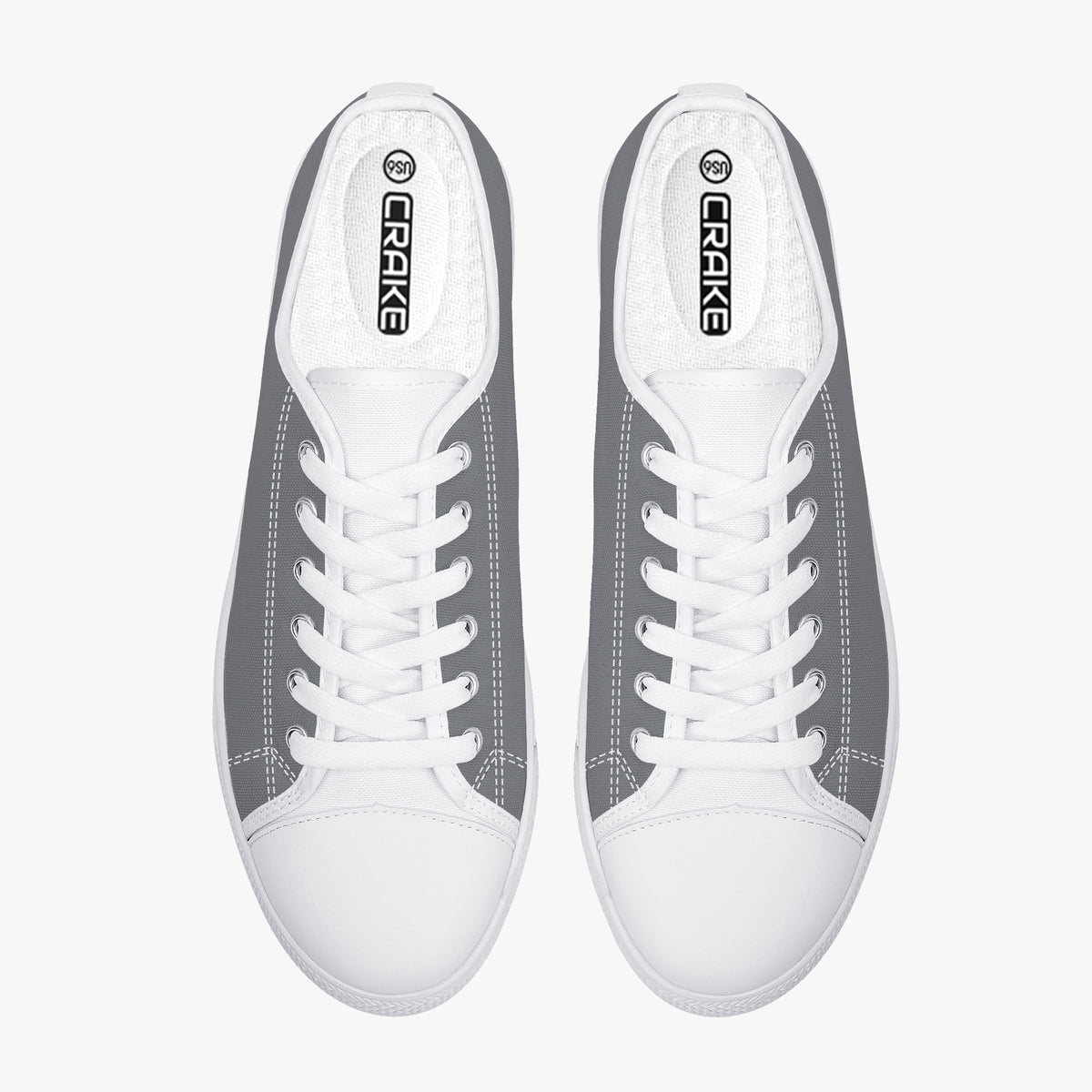 Crake Low Top Grey laced low top plain color canvas shoes