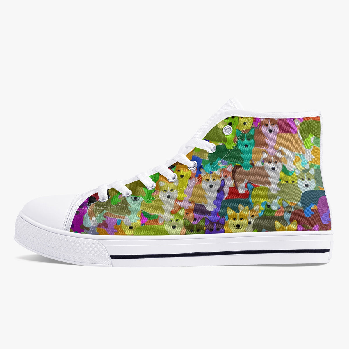 Crake High Top Corgis laced custom prints canvas shoes