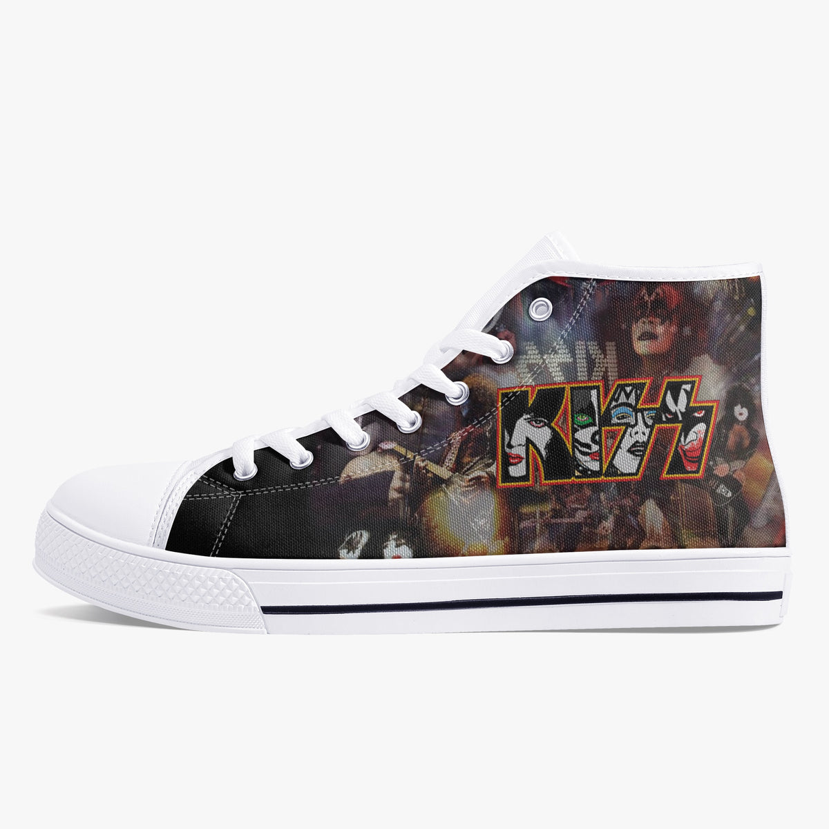 Crake High Top Kiss laced custom prints canvas shoes