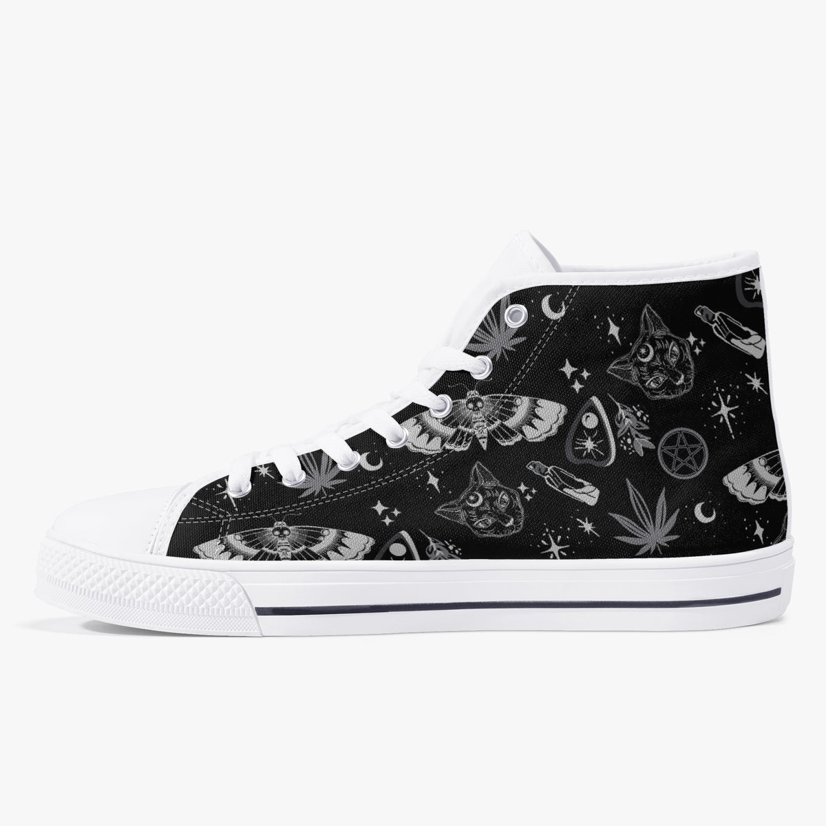 Crake High Top Cats and Butterflies laced custom prints canvas shoes