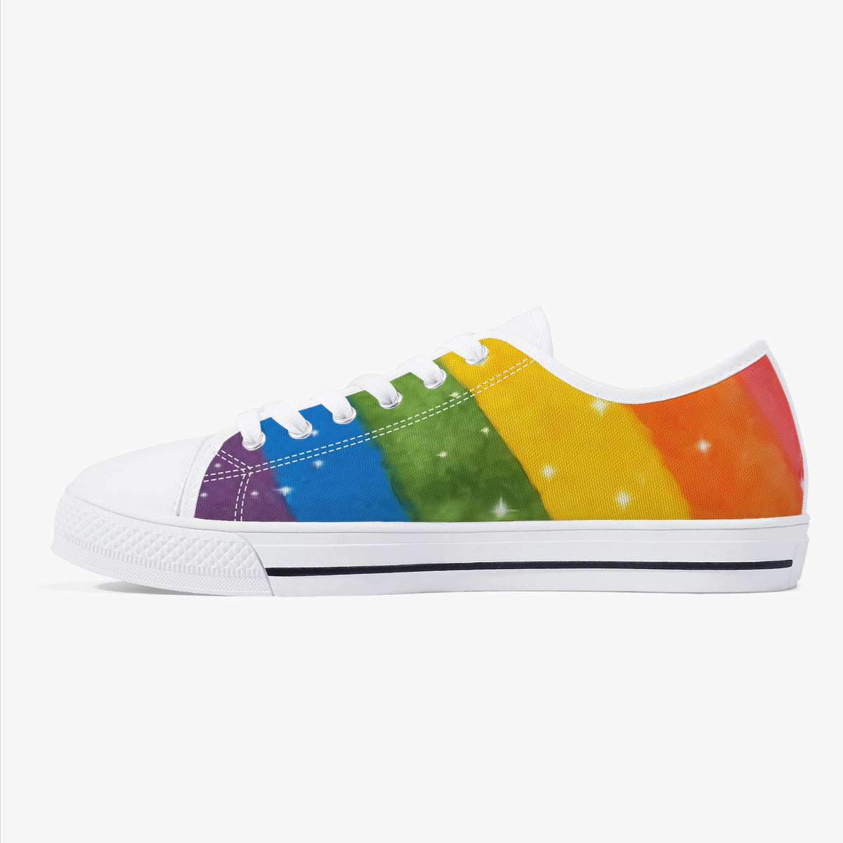 Crake Low Top Rainbow 2 laced custom prints canvas shoes