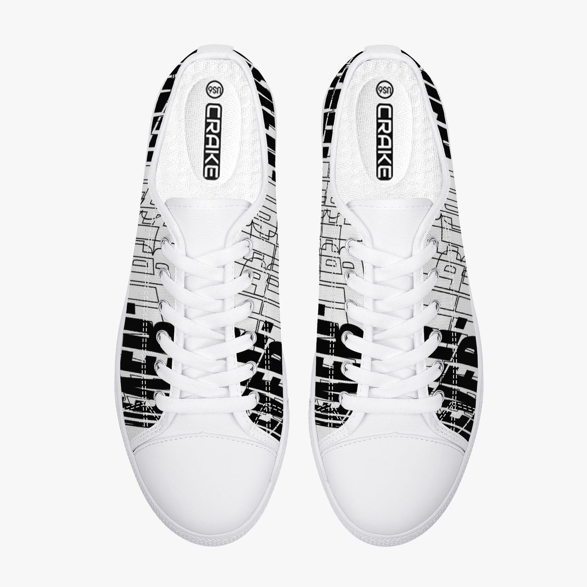 Crake Low Top Never Belle laced custom prints canvas shoes