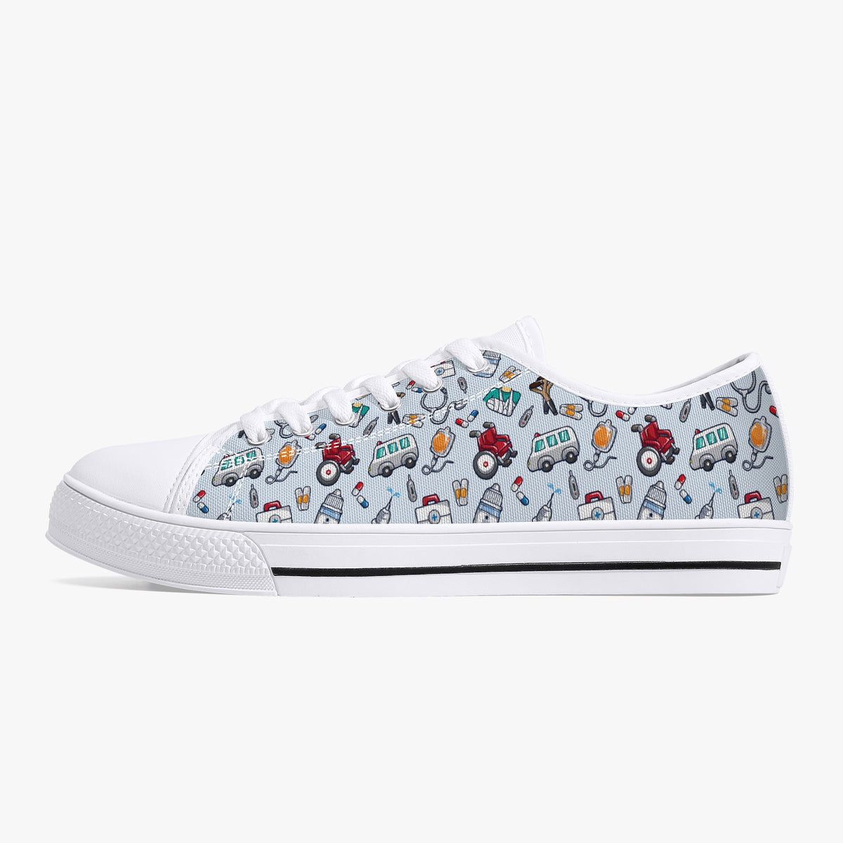 Crake Low Top Ambulances laced custom prints canvas shoes