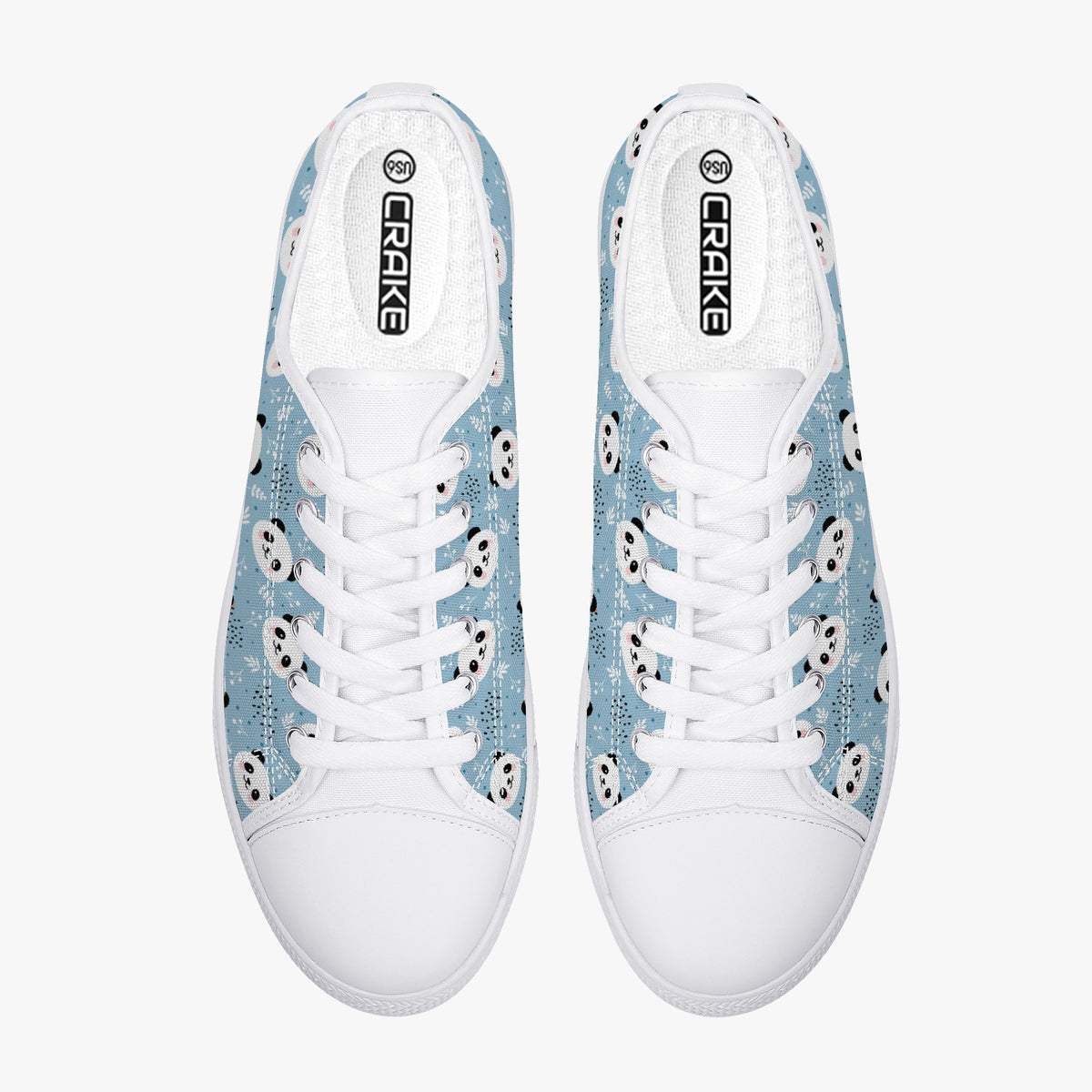 Crake Low Top Panda 2 laced custom prints canvas shoes
