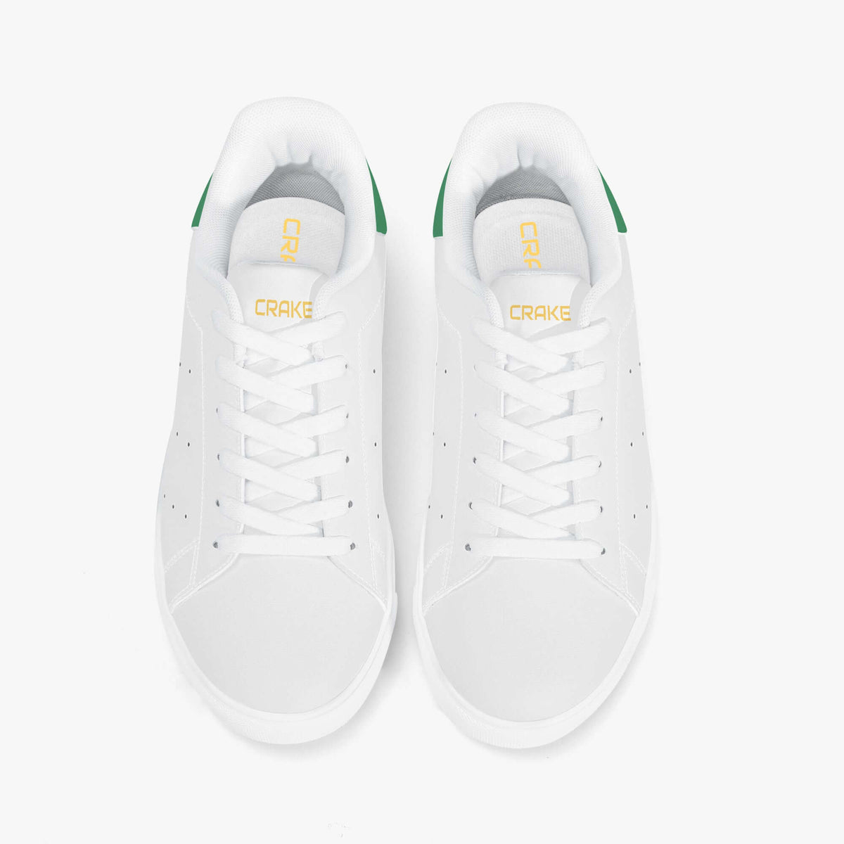 Crake Frida - Green laced minimalist unisex white sneakers