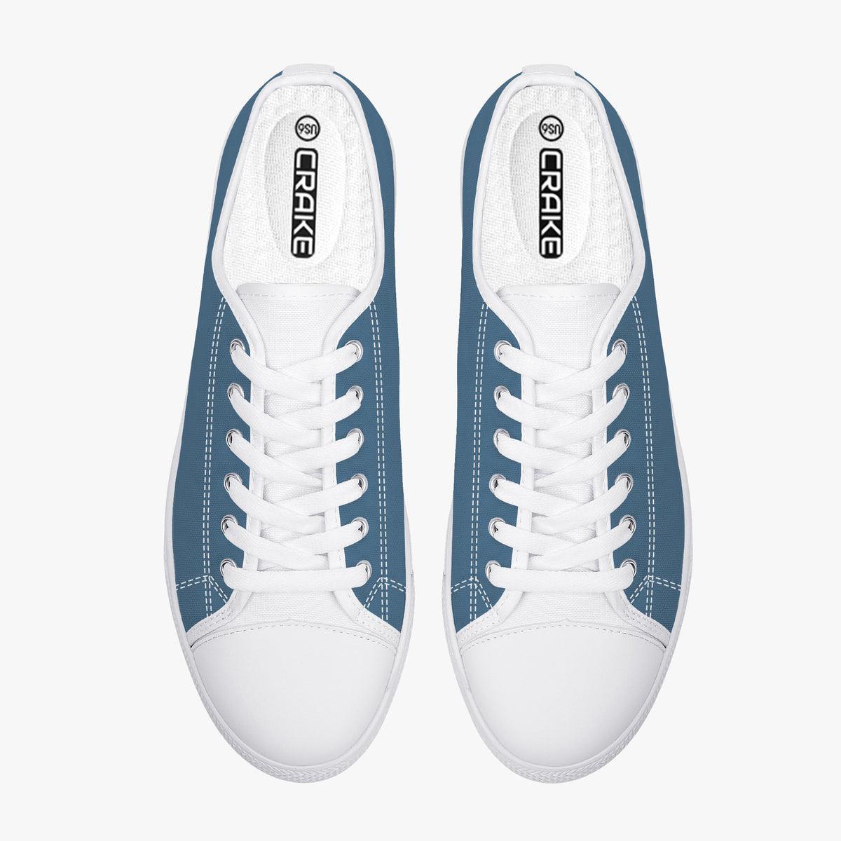 Crake Low Top Navy laced low top plain color canvas shoes
