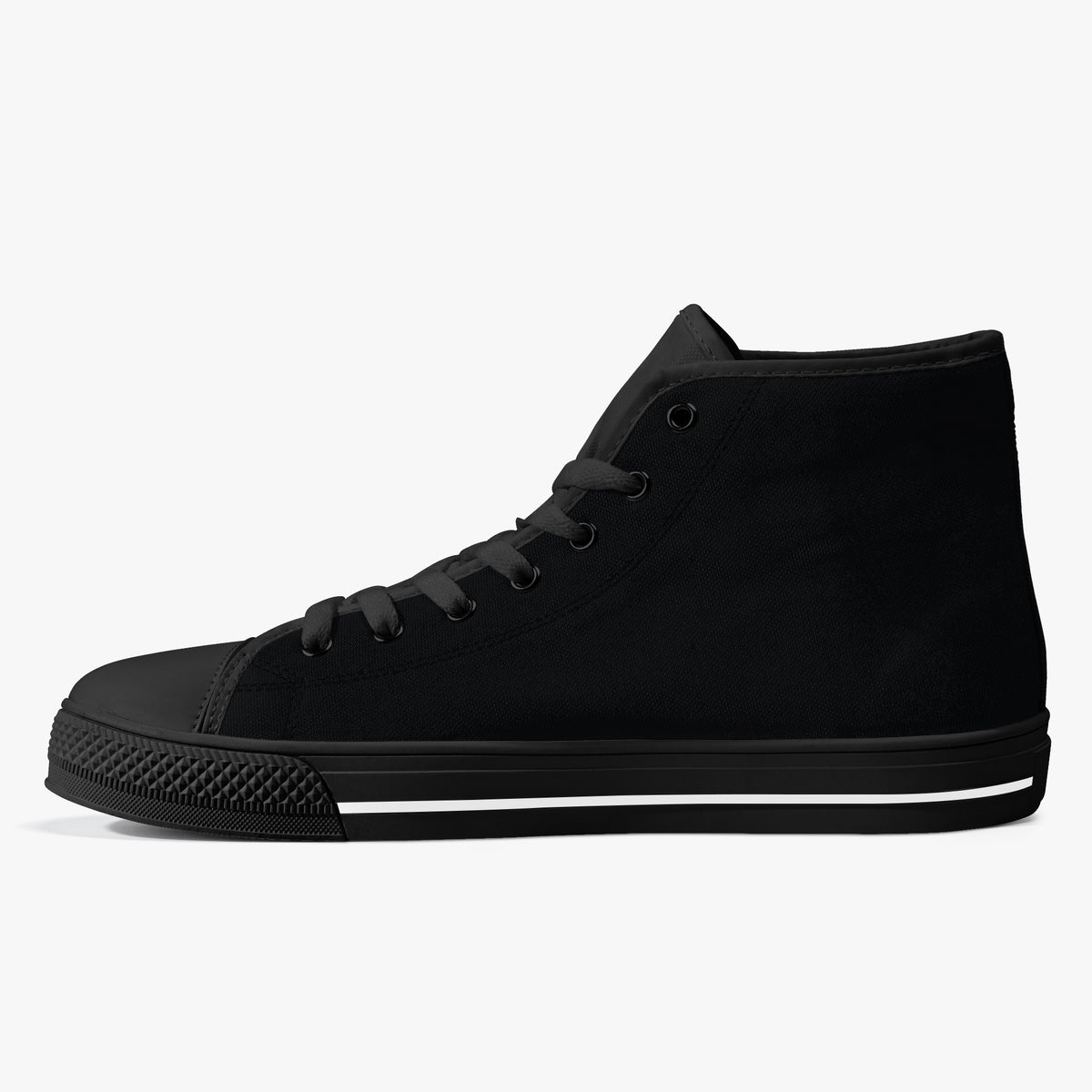 Crake High Top Black laced high top plain color canvas shoes
