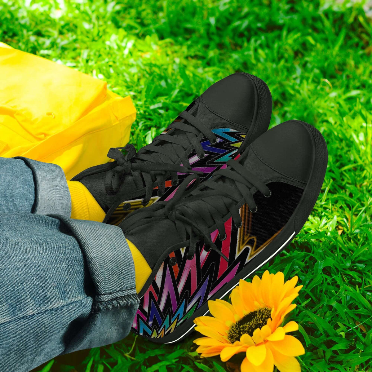 Crake High Top Abstract Graffiti laced custom prints canvas shoes