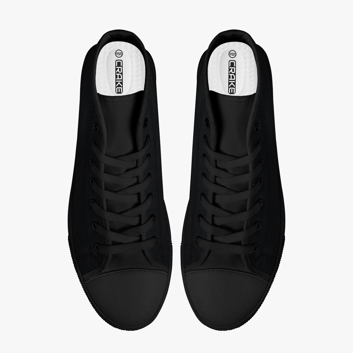 Crake High Top Black laced high top plain color canvas shoes