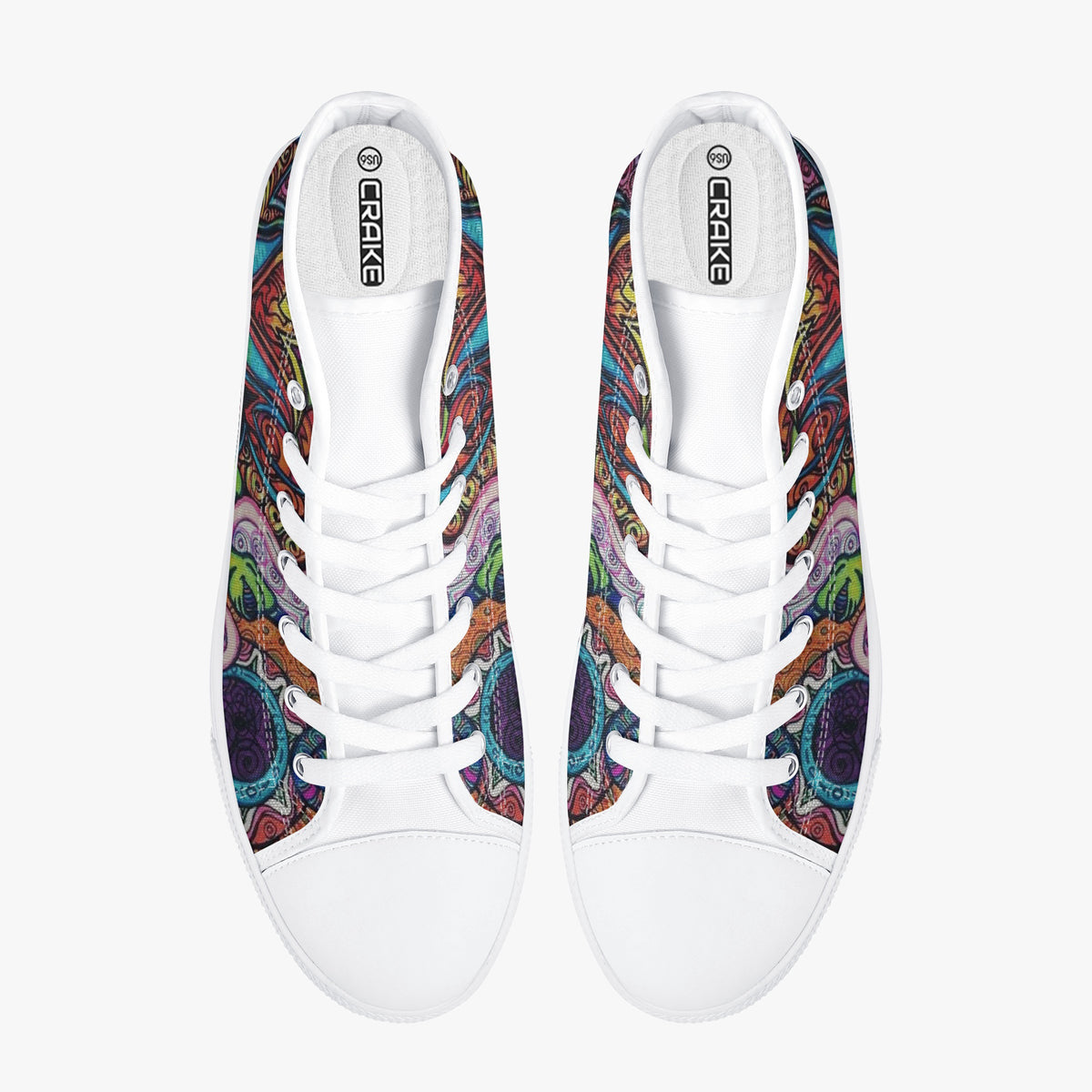 Crake High Top Green Ape laced custom prints canvas shoes