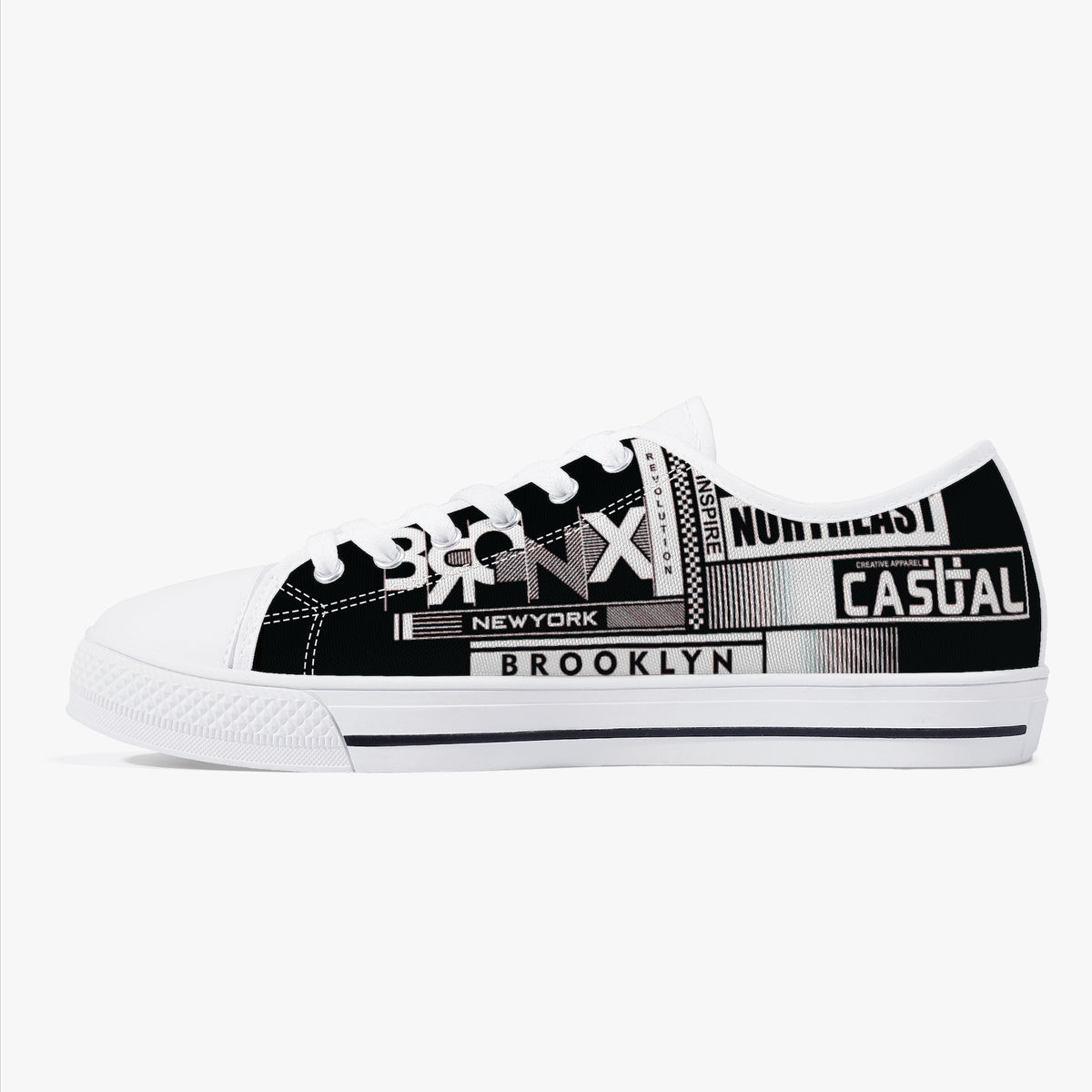 Crake Low Top Bronx and Brooklyn laced custom prints canvas shoes