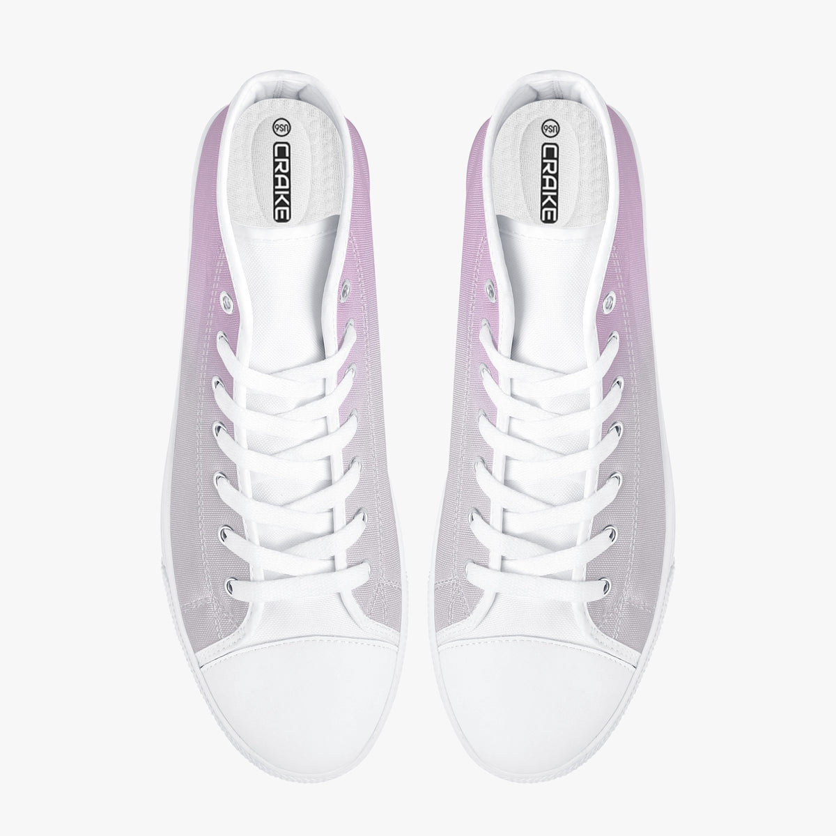 Top view of Crake High Top Light Purple Sneaker pair with white laces