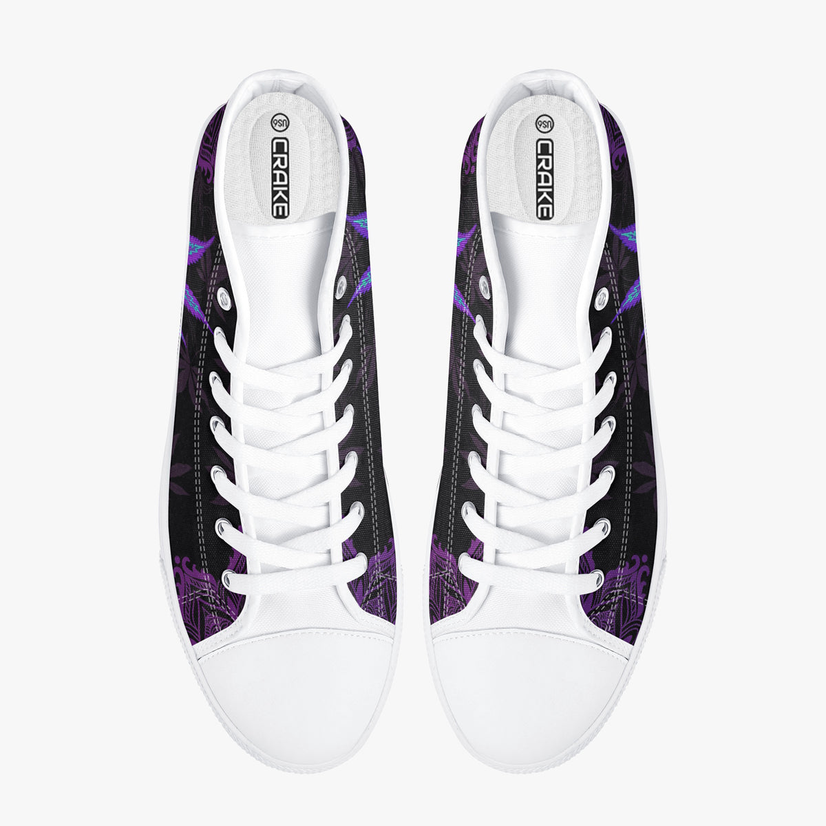 Crake High Top Purple Maple Leaf laced custom prints canvas shoes